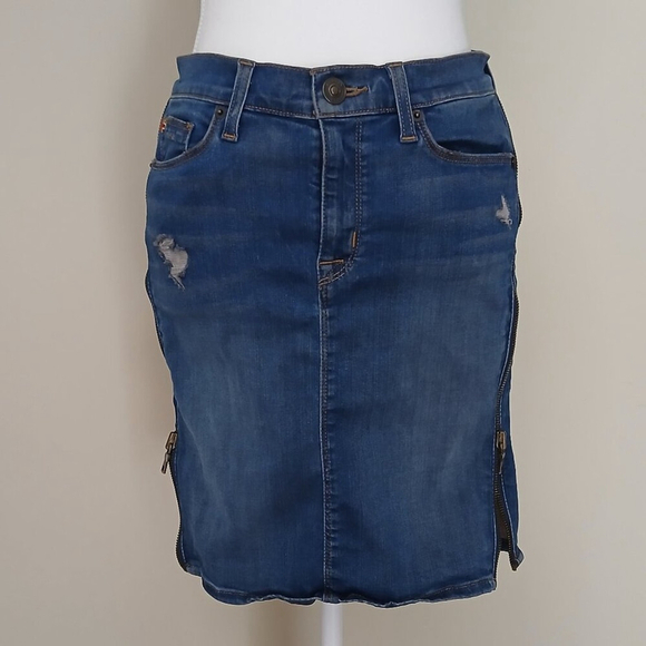 Hudson Jeans Marianne Pencil Skirt In Foxey Distressed Size 28 - Picture 4 of 12